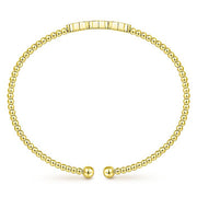 Gabriel & Co. BG4117-62Y45JJ 14K Yellow Gold Bujukan Bead Cuff Bracelet with Cluster Diamond Hexagon Stations