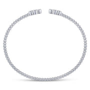 Gabriel & Co. BG4124-62W45JJ 14K White Gold Bujukan Split Cuff Bracelet with Quatrefoil Diamond Endcaps in size 6.25