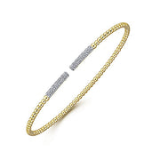 Gabriel & Co. BG4218-62Y45JJ 14K Yellow Gold Bujukan Bead Cuff Bracelet with Diamond Pavé Bars