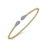 Gabriel & Co. BG4230-62Y45JJ 14K Yellow Gold Bujukan Bead Cuff Bracelet with Diamond Pavé Teardrops