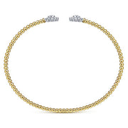 Gabriel & Co. BG4254-62M45JJ 14K White&Yellow Gold Bujukan Split Cuff Bracelet with Diamond Flowers