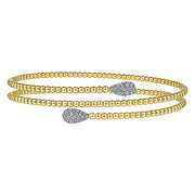 Gabriel & Co. BG4621-62M45JJ 14K White&Yellow Gold Bujukan Bead Wrap Bracelet with White Gold Diamond End Caps
