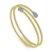 Gabriel & Co. BG4621-62M45JJ 14K White&Yellow Gold Bujukan Bead Wrap Bracelet with White Gold Diamond End Caps
