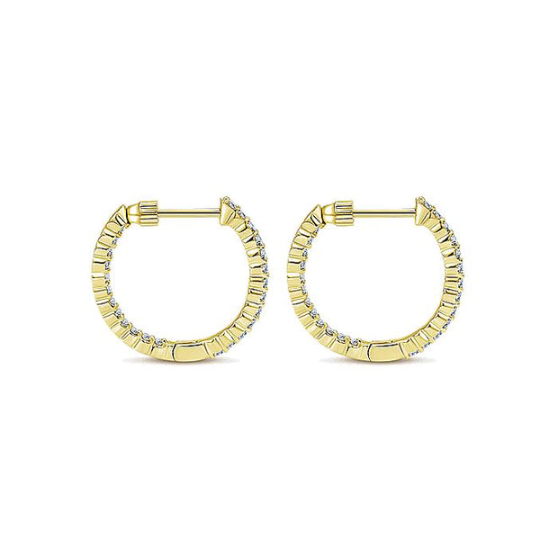 Gabriel & Co. EG10861Y45JJ 14K Yellow Gold Prong Set 20mm Round Inside Out Diamond Hoop Earrings