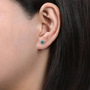 Gabriel & Co. EG12372W45EA 14K White Gold Emerald Halo Stud Earring