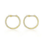 Gabriel & Co. EG13462Y45JJ 14K Yellow Gold French Pavé 20mm Round Inside Out Diamond Hoop Earrings