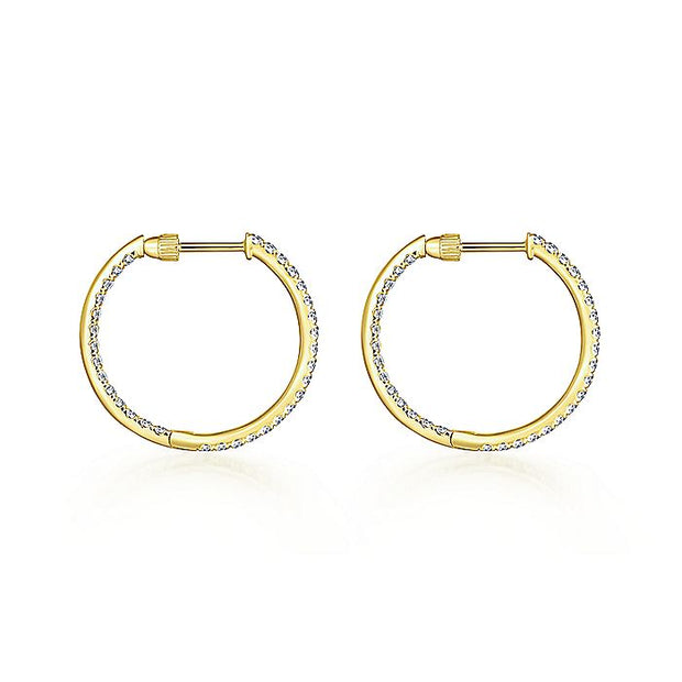 Gabriel & Co. EG13462Y45JJ 14K Yellow Gold French Pavé 20mm Round Inside Out Diamond Hoop Earrings