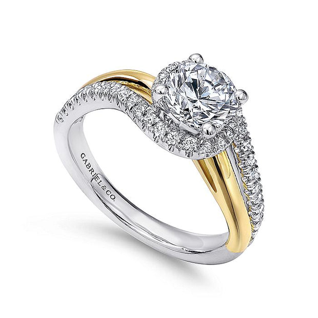 Gabriel & Co. ER10308M44JJ 14K White-Yellow Gold Round Halo Diamond Engagement Ring