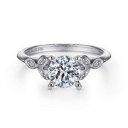 Gabriel & Co. ER11747R4W44JJ Vintage Inspired 14K White Gold Split Shank Round Diamond Engagement Ring