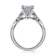 Gabriel & Co. ER11747R4W44JJ Vintage Inspired 14K White Gold Split Shank Round Diamond Engagement Ring