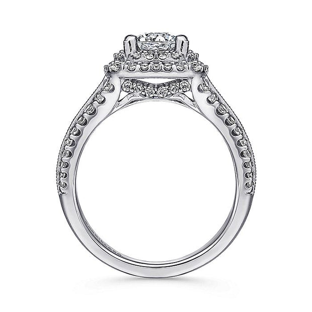 Gabriel & Co. ER11760R4PT4JJ Platinum Round Double Halo Round Double Halo Diamond Engagement Ring