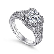 Gabriel & Co. ER11760R4PT4JJ Platinum Round Double Halo Round Double Halo Diamond Engagement Ring