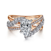 Gabriel & Co. ER12337P6T44JJ 14K White-Rose Gold Pear Shape Free Form Diamond Engagement Ring