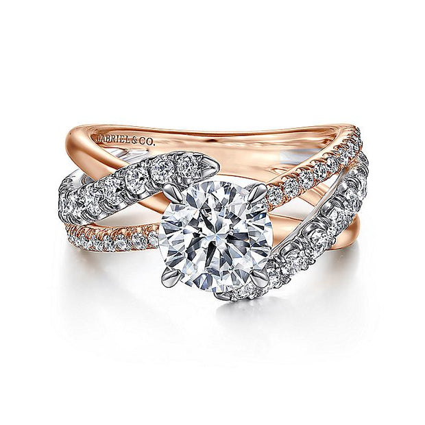 Gabriel & Co. ER12337R6T44JJ 14K White-Rose Gold Round Free Form Diamond Engagement Ring