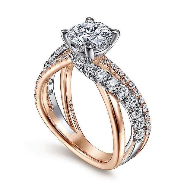 Gabriel & Co. ER12337R6T44JJ 14K White-Rose Gold Round Free Form Diamond Engagement Ring