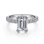 Gabriel & Co. ER13904E8W44JJ 14K White Gold Emerald Cut Diamond Engagement Ring