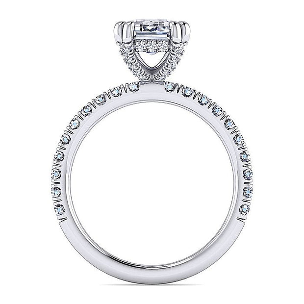 Gabriel & Co. ER13904E8W44JJ 14K White Gold Emerald Cut Diamond Engagement Ring