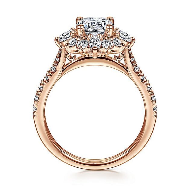 Gabriel & Co. ER14450R4K44JJ Unique 14K Rose Gold Halo Diamond Engagement Ring