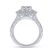 Gabriel & Co. ER14450R4W44JJ Unique 14K White Gold Halo Diamond Engagement Ring