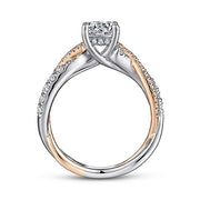 Gabriel & Co. ER14460R4T44JJ 14K White-Rose Gold Round Diamond Twisted Engagement Ring