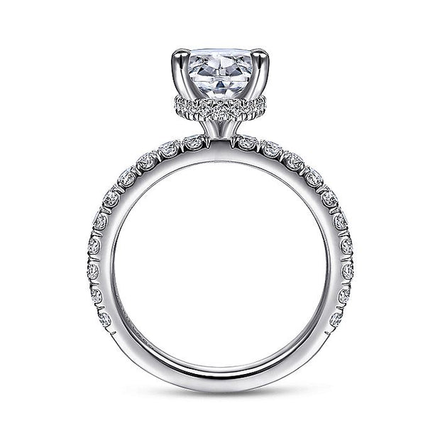 Gabriel & Co. ER14649O8W44JJ 14K White Gold Hidden Halo Oval Diamond Engagement Ring