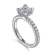 Gabriel & Co. ER14649S4W44JJ 14K White Gold Hidden Halo Princess Cut Diamond Engagement Ring