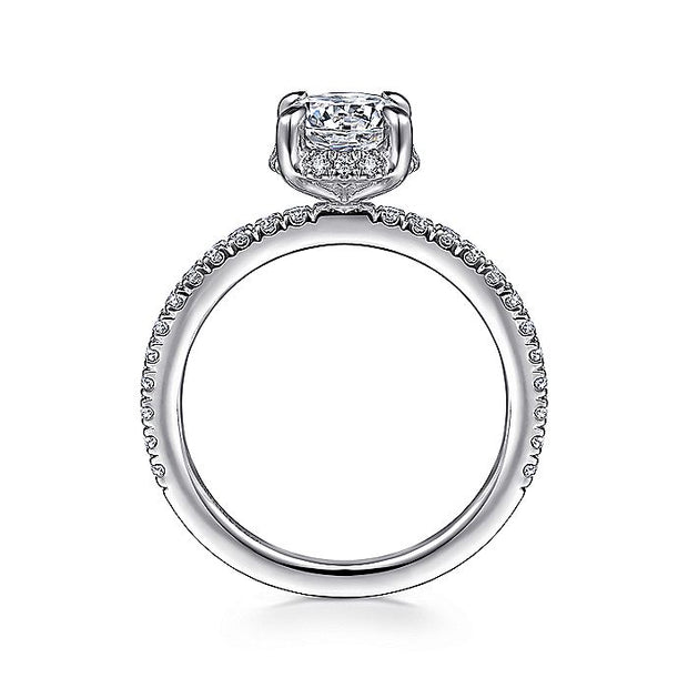 Gabriel & Co. ER14719R4W44JJ 14K White Gold Hidden Halo Round Diamond Engagement Ring