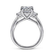 Gabriel & Co. ER14793R8W43JJ 14K White Gold Round 3 Stone Diamond Engagement Ring