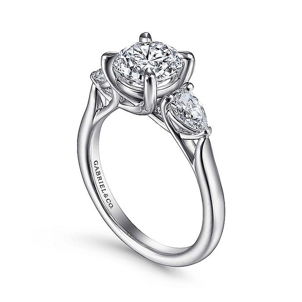 Gabriel & Co. ER14794R6W44JJ 14K White Gold Round 3 Stone Diamond Engagement Ring