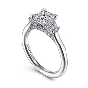 Gabriel & Co. ER14795S4W44JJ 14K White Gold Princess Cut Three Stone Diamond Engagement Ring