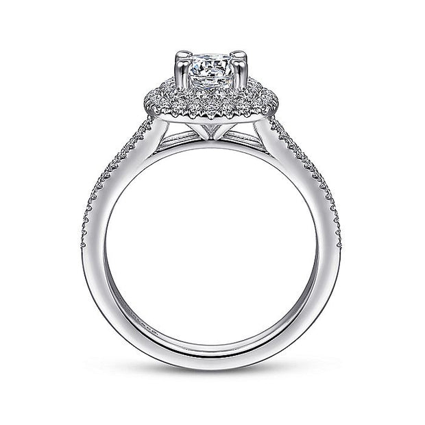 Gabriel & Co. ER14917R3W44JJ 14K White Gold Round Double Halo Diamond Engagement Ring
