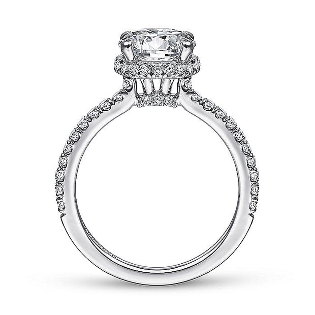 Gabriel & Co. ER14992R6W83JJ 18K White Gold Hidden Halo Round Diamond Engagement Ring