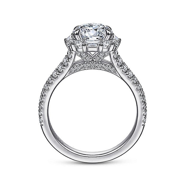 Gabriel & Co. ER15030R6W44JJ 14K White Gold Cushion Halo Round Diamond Engagement Ring