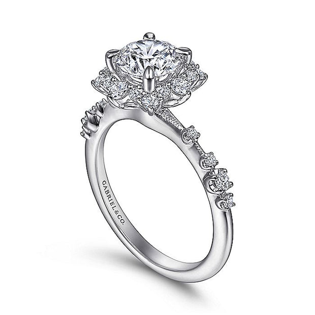 Gabriel & Co. ER15195R4W44JJ 14K White Gold Fancy Halo Round Diamond Engagement Ring