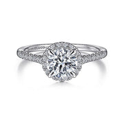 Gabriel & Co. ER15221R4W44JJ 14K White Gold Round Halo Diamond Engagement Ring