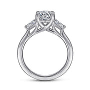 Gabriel & Co. ER15591R4W43JJ 14K White Gold Round Three Stone Diamond Engagement Ring