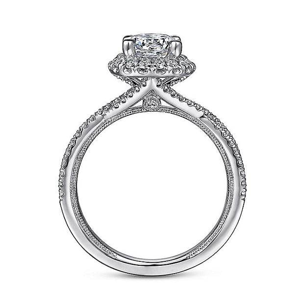 Gabriel & Co. ER15598Q4W44JJ 14K White Gold Round Halo Diamond Engagement Ring