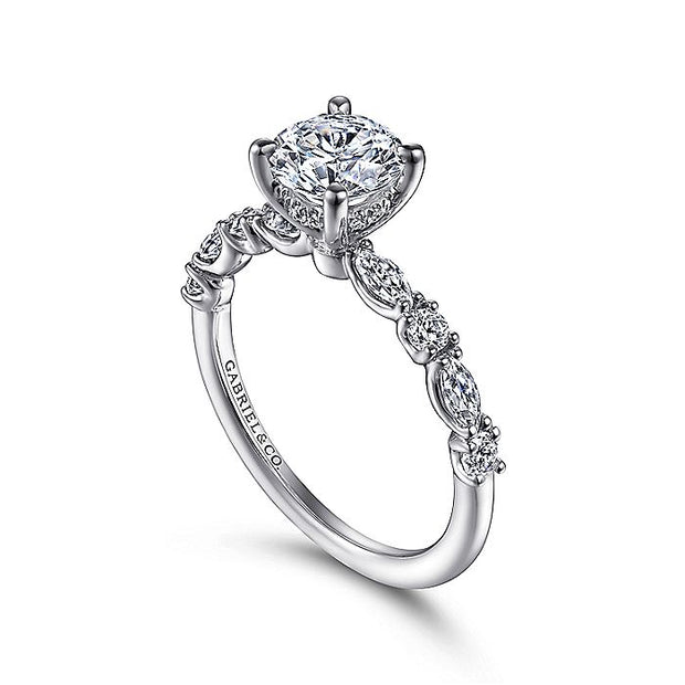 Gabriel & Co. ER15607R4W44JJ 14K White Gold Round Diamond Engagement Ring