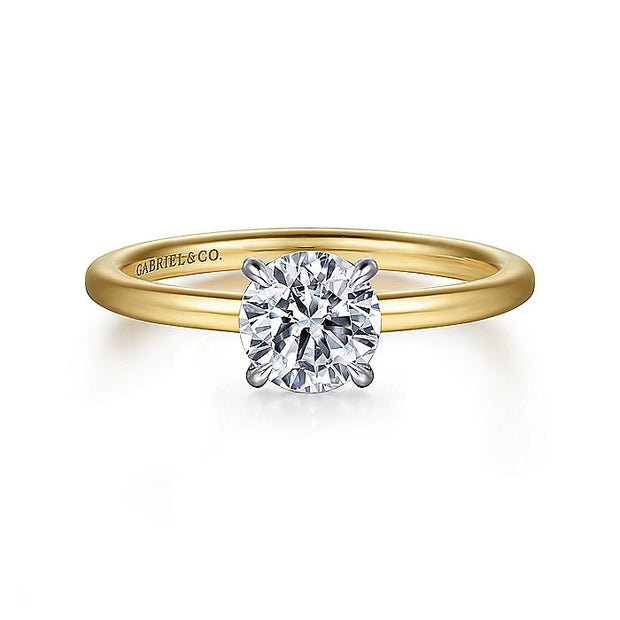 Gabriel & Co. ER15972R4M44JJ 14K White-Yellow Gold Hidden Halo Round Diamond Engagement Ring