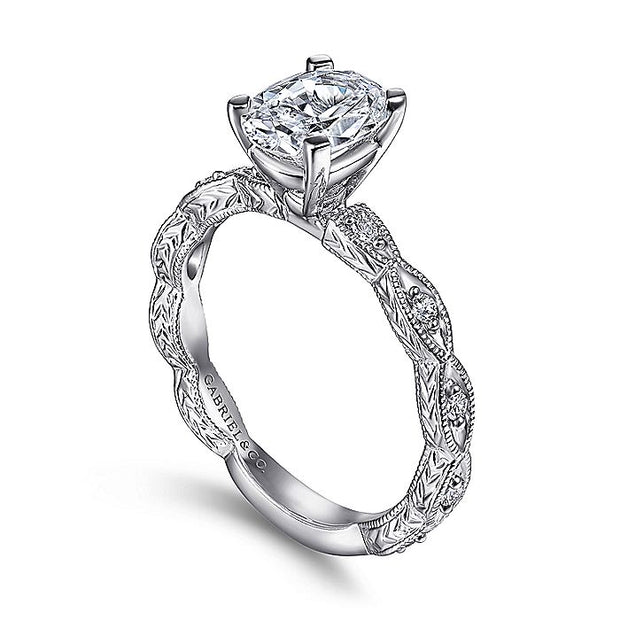 Gabriel & Co. ER4122O4W44JJ 14K White Gold Oval Diamond Engagement Ring