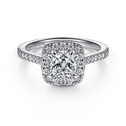 Gabriel & Co. ER6419C4W44JJ 14K White Gold Cushion Halo Diamond Engagement Ring