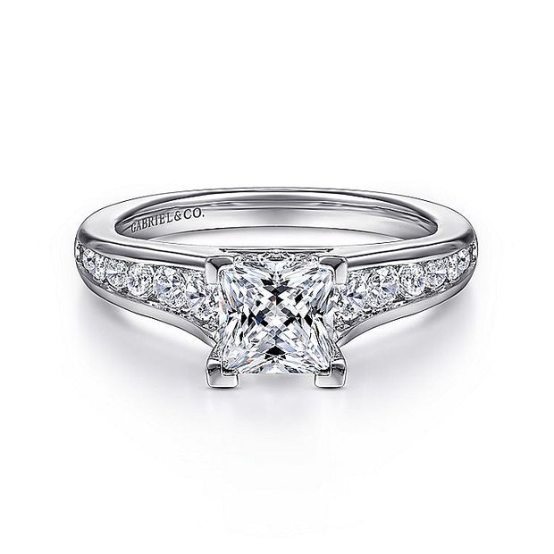 Gabriel & Co. ER6664S4W44JJ 14K White Gold Princess Cut Diamond Engagement Ring