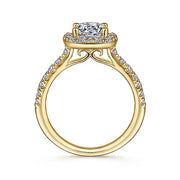 Gabriel & Co. ER6872Y44JJ 14K Yellow Gold Cushion Halo Round Diamond Engagement Ring