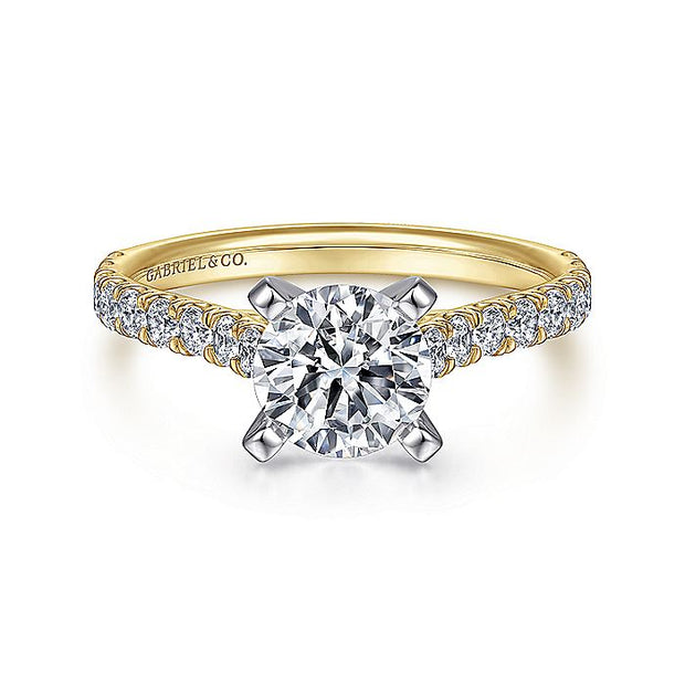 Gabriel & Co. ER7225M44JJ 14K White-Yellow Gold Round Diamond Engagement Ring