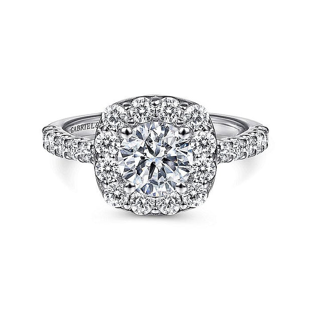 Gabriel & Co. ER7480W44JJ 14K White Gold Cushion Halo Round Diamond Engagement Ring