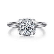 Gabriel & Co. ER7818W44JJ 14K White Gold Round Halo Diamond Engagement Ring