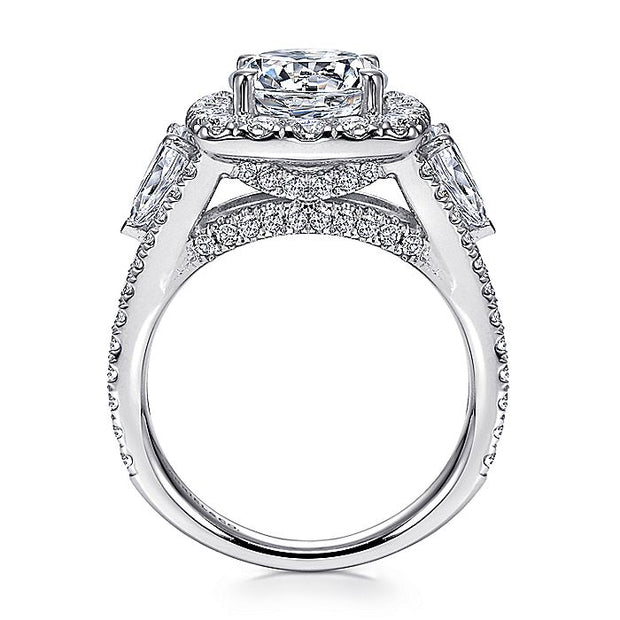Gabriel & Co. ER8328W44JJ 14K White Gold Round 3 Stone Halo Diamond Engagement Ring