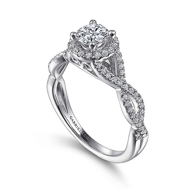 Gabriel & Co. ER9512W44JJ 14K White Gold Round Halo Diamond Engagement Ring