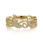Gabriel & Co. LR4593Y45JJ 14K Yellow Gold Scrolling Floral Diamond Ring