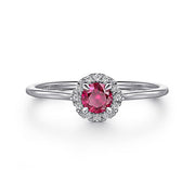Gabriel & Co. LR51264W45RA 14K White Gold Ruby and Diamond Halo Promise Ring